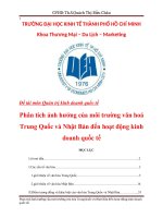 Phân tích ảnh hưởng của môi trường văn hoá trung quốc và nhật bản đến hoạt động kinh doanh quốc tế 