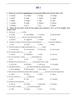 10 de luyen thi vao lop 10 mon tieng anh