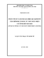 Phân tích và đánh giá hiệu quả kinh tế tài chính dự án đầu tư nhà máy điện có tính đến rủi ro 