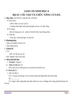 Giáo án Sinh học 8 bài 41: Cấu tạo và chức năng của da