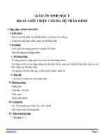 Giáo án Sinh học 8 bài 43: Giới thiệu chung hệ thần kinh