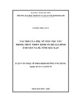 Vai trò của phụ nữ dân tộc tày trong phát triển kinh tế hộ gia đình ở huyện na rì, tỉnh bắc kạn 