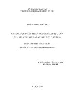 Chiến lược phát triển nguồn nhân lực của nhà máy thuốc lá bắc sơn đến năm 2010 