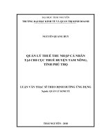 Quản lý thuế thu nhập cá nhân tại chi cục thuế huyện tam nông, tỉnh phú thọ 