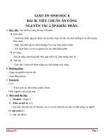 Giáo án Sinh học 8 bài 36: Tiêu chuẩn ăn uống. Nguyên tắc lập khẩu phần