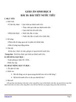 Giáo án Sinh học 8 bài 39: Bài tiết nước tiểu