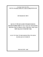 Quản lý tín dụng đối với khách hàng doanh nghiệp nhỏ và vừa tại các ngân hàng thương mại cổ phần công thương việt nam trên địa bàn tỉnh phú thọ 