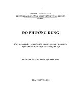 Ứng dụng phân cụm dữ liệu trong quản lý bảo hiểm tại công ty bảo việt nhân thọ hà nội 