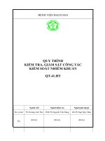 QUY TRÌNH KIỂM TRA, GIÁM SÁT CÔNG TÁC KIỂM SOÁT NHIỄM KHUẨN