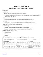 Giáo án Sinh học 8 bài 34: Vitamin và muối khoáng