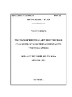 Tình trạng dinh dưỡng và kiến thức, thực hành chăm sóc phụ nữ mang thai tại huyện văn yên,tỉnh yên bái năm 2011 