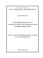Quản trị rủi ro cho vay tại ngân hàng thương mại cổ phần quân đội chi nhánh thái nguyên 