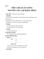 Giáo án Sinh học 8 bài 36: Tiêu chuẩn ăn uống. Nguyên tắc lập khẩu phần