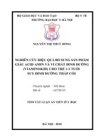 Nghiên cứu hiệu quả bổ sung sản phẩm giàu acid amin và vi chất dinh dưỡng (Viaminokid) cho trẻ 1 - 3 tuổi bị suy dinh dưỡng thấp còi (TT)