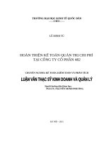 Luận văn thạc sỹ - Hoàn thiện kế toán quản trị chi phí tại Công ty Cổ phần 482