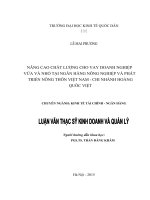 Luận văn thạc sỹ - Nâng cao chất lượng cho vay doanh nghiệp vừa và nhỏ tại Ngân hàng Nông nghiệp và Phát triển nông thôn Việt Nam - chi nhánh Hoàng Quốc Việt