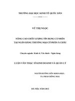 Luận văn thạc sỹ - Nâng cao chất lượng tín dụng cá nhân tại Ngân hàng thương mại cổ phần Á Châu