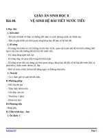 Giáo án Sinh học 8 bài 40: Vệ sinh hệ bài tiết nước tiểu