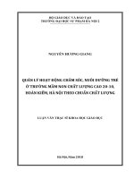 Luận văn quản lý hoạt động chăm sóc, nuôi dưỡng trẻ ở trường mầm non chất lượng cao 20 10, hoàn kiếm, hà nội theo chuẩn chất lượng 