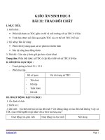 Giáo án Sinh học 8 bài 31: Trao đổi chất