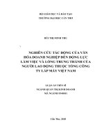 Nghiên cứu tác động của văn hóa doanh nghiệp đến động lực làm việc và lòng trung thành của người lao động thuộc Tổng công ty lắp máy Việt Nam