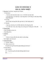 Giáo án Sinh học 8 bài 33: Thân nhiệt