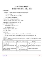 Giáo án Sinh học 8 bài 27: Tiêu hóa ở dạ dày