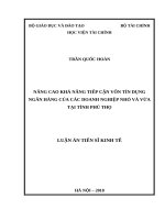 Nâng cao khả năng tiếp cận vốn tín dụng ngân hàng của các doanh nghiệp nhỏ và vừa tại tỉnh phú thọ