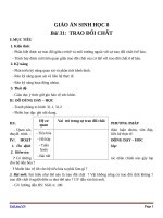 Giáo án Sinh học 8 bài 31: Trao đổi chất