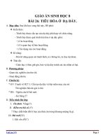 Giáo án Sinh học 8 bài 27: Tiêu hóa ở dạ dày