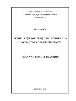 Luận văn về điều kiện tối ưu bậc hai cổ điển của các bài toán tối ưu phi tuyến 