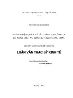 Luận văn thạc sỹ - Hoàn thiện quản lý tài chính tại công ty Cổ phần dịch vụ hàng không Thăng Long