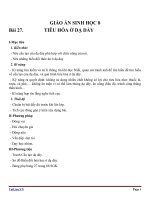 Giáo án Sinh học 8 bài 27: Tiêu hóa ở dạ dày