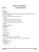 Giáo án Sinh học 8 bài 31: Trao đổi chất