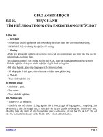 Giáo án Sinh học 8 bài 26: Thực hành tìm hiểu hoạt động của enzim trong nước bọt