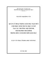 Quản lý hoạt động giáo dục đạo đức cho học sinh trung học cơ sở tại các trường nội thành, thành phố thái bình trong bối cảnh đổi mới giáo dục 