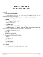 Giáo án Sinh học 8 bài 31: Trao đổi chất