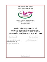 Khảo sát nhận thức về tự ý sử dụng kháng sinh của sinh viên tại trường đại học tây đô 