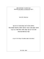 Quản lý giáo dục kỹ năng sống tích hợp trong 3 môn tiếng việt cho học sinh tại các trường tiểu học quận tây hồ  thành phố hà nội 