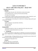 Giáo án Sinh học 8 bài 27: Tiêu hóa ở dạ dày