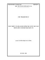 PHÁT TRIỂN VĂN HÓA HÀNH CHÍNH NHÀ NƯỚC VIỆT NAM TRONG BỐI CẢNH HỘI NHẬP QUỐC TẾ