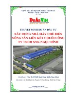 DỰ ÁN ĐẦU TƯ XÂY DỰNG NHÀ MÁY CHẾ BIẾN NÔNG SẢN LIÊN KẾT CHUỖI CÔNG TY TNHH XNK NGỌC ĐỈNH