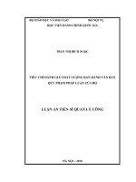 TIÊU CHÍ ĐÁNH GIÁ CHẤT LƯỢNG BAN HÀNH VĂN BẢN QUY PHẠM PHÁP LUẬT CỦA BỘ (LA tiến sĩ)