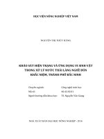 khảo sát hiện trạng và ứng dụng vi sinh vật trong xử lý nước thải làng nghề bún khắc niệm, thành phố bắc ninh 