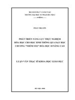 Luận văn phát triển năng lực thực nghiệm hóa học cho học sinh thông qua dạy học chương “nhóm oxi” hóa học 10 nâng cao 