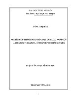 Nghiên cứu thành phần hóa học của loài ngải cứu (artemisia vulgaris l ) ở thành phố thái nguyên 