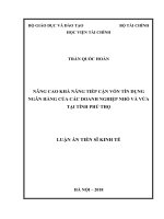 Nâng cao khả năng tiếp cận vốn tín dụng ngân hàng của các doanh nghiệp nhỏ và vừa tại tỉnh Phú Thọ