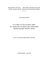 LỰA CHỌN CÁC BÀI TẬP PHÁT TRIỂN  SỨC MẠNH CHO VẬN ĐỘNG VIÊN TAEKWONDO  TRƯỜNG ĐẠI HỌC TÔN ĐỨC THẮNG