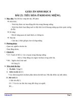 Giáo án Sinh học 8 bài 25: Tiêu hóa ở khoang miệng