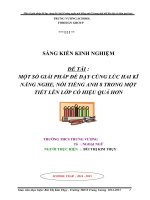MỘT SỐ GIẢI PHÁP ĐỂ DẠY CÙNG LÚC HAI KĨ NĂNG NGHE, NÓI TIẾNG ANH 8 TRONG MỘT TIẾT LÊN LỚP CÓ HIỆU QUẢ HƠN